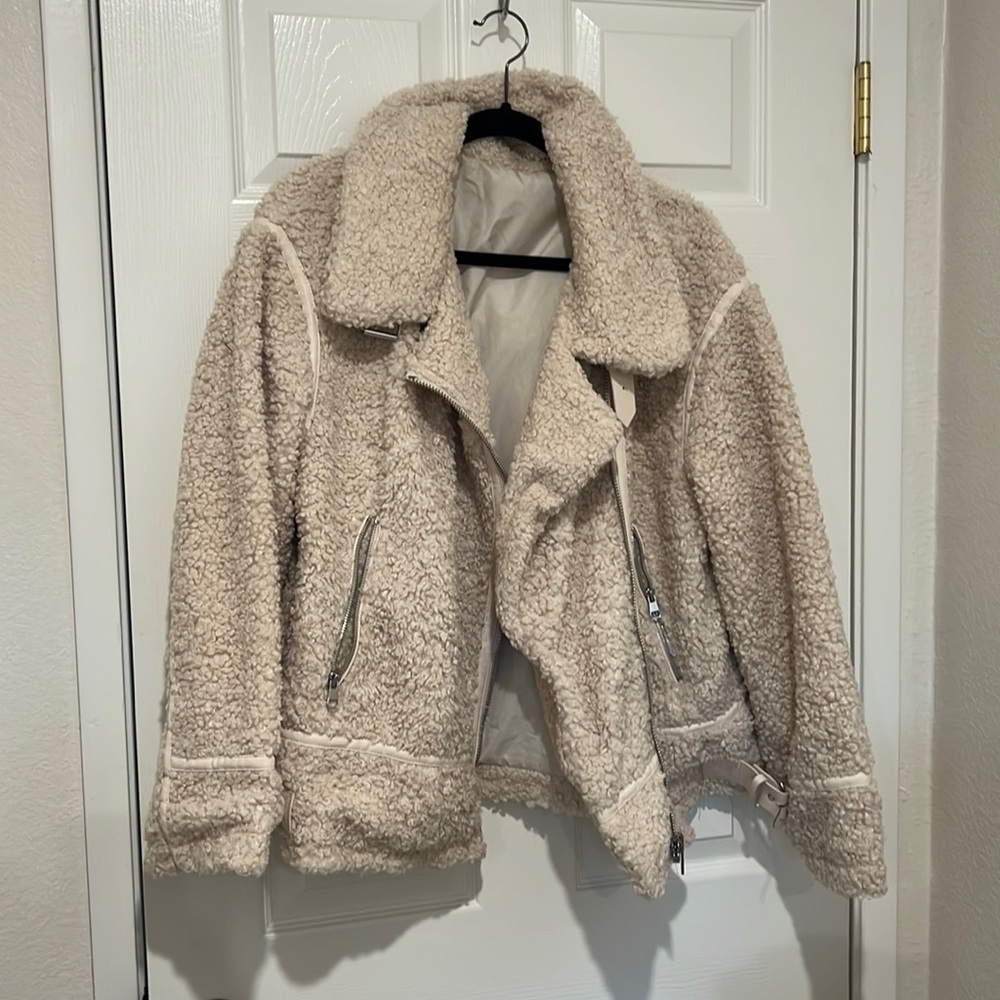 A.N.A. Sherpa style reversible moto jacket
